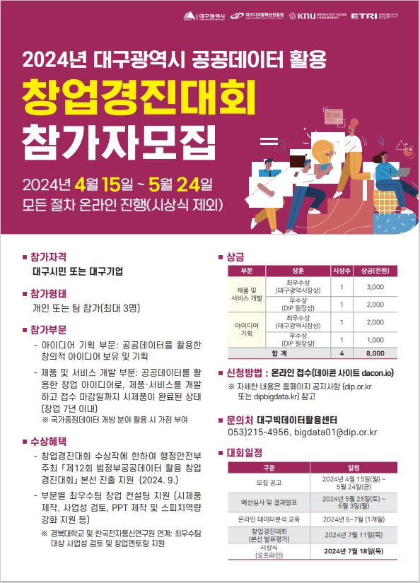 2024년 공공데이터 활용 창업경진대회 포스터