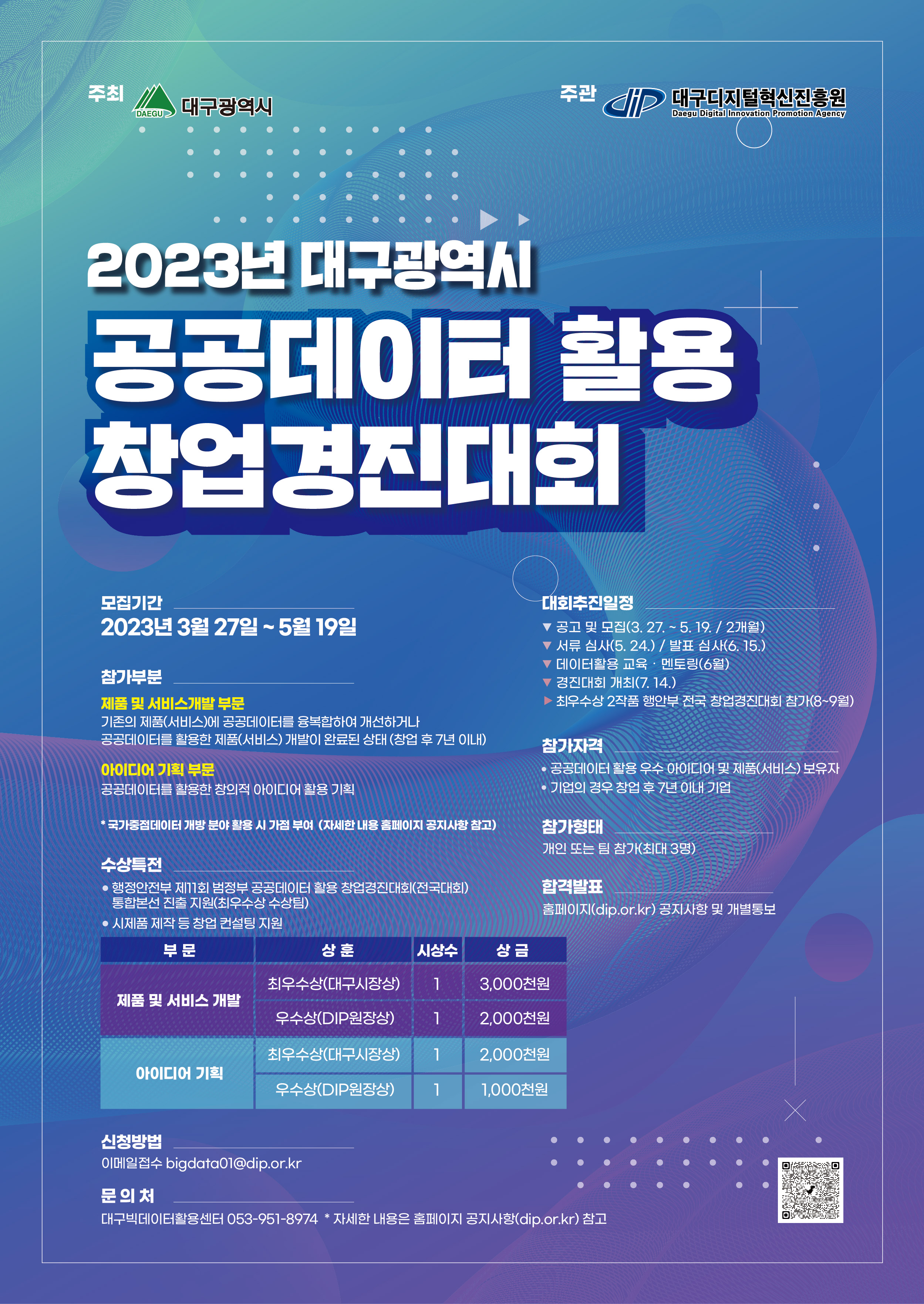 2023년 공공데이터 활용 창업경진대회 포스터